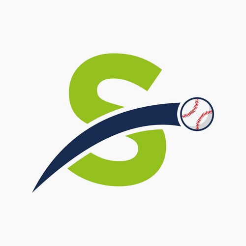 baseball logo on letter s with moving