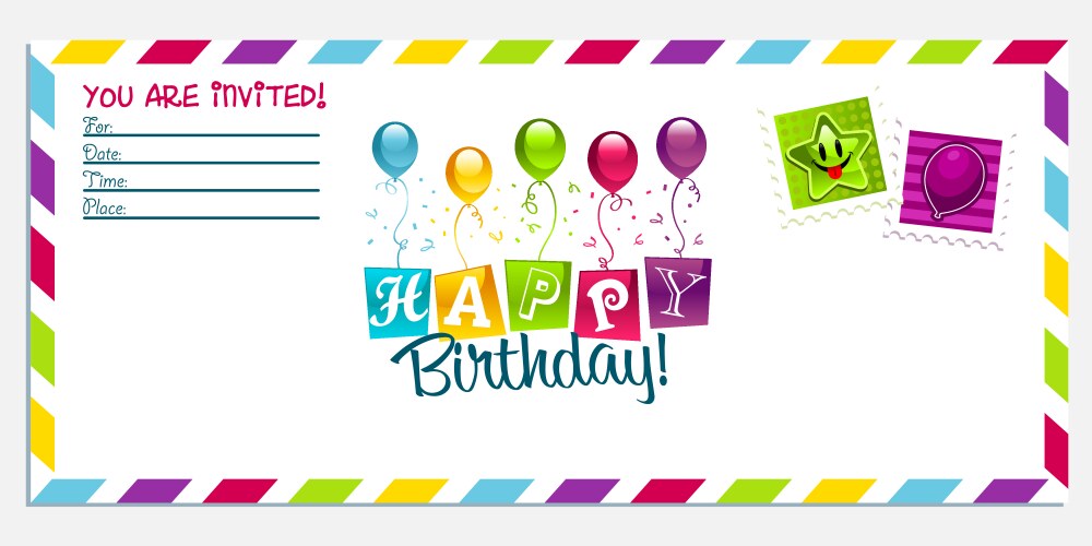 happy birthday invitation card vector image