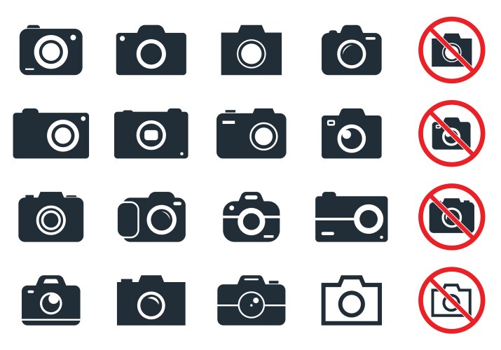 Camera shutter icon set photo and video equipment Vector Image