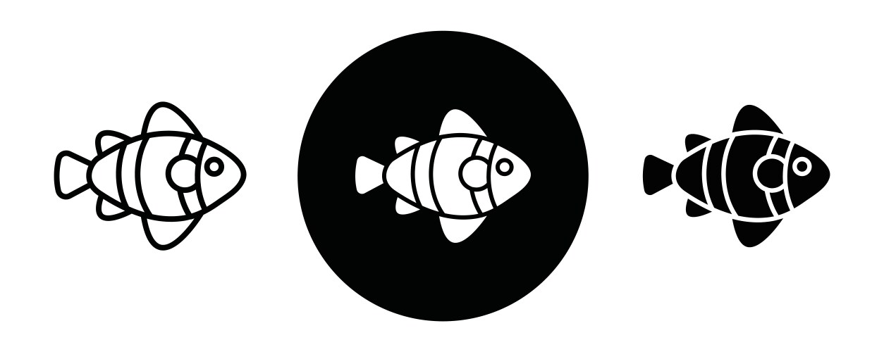 Clownfish outline icon collection or set Vector Image