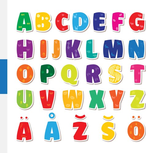 Finnish Alphabet Font - Playful Style Vector Image