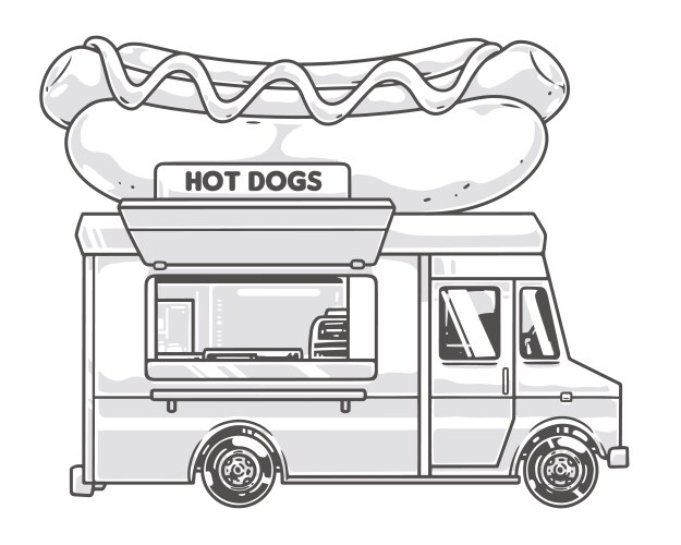 hot dog truck logotype monochrome vector image