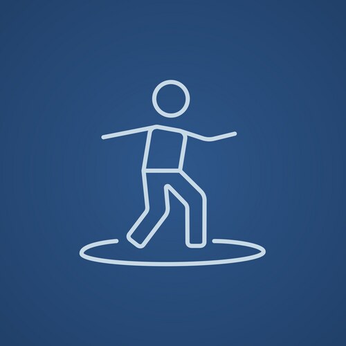 Male surfer riding on surfboard line icon Vector Image