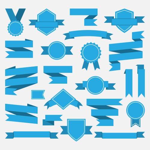 Set blue ribbons isolated on white background Vector Image