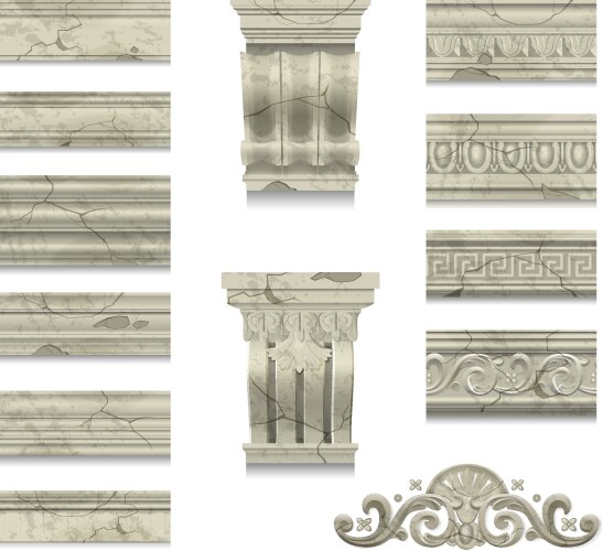 Classic antique marble column with flowers Vector Image