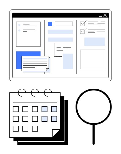 Digital interface with task management dashboard vector image