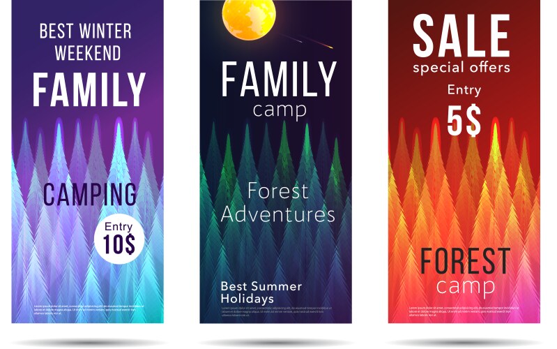 Camping and leisure leaflets discounts for vector image