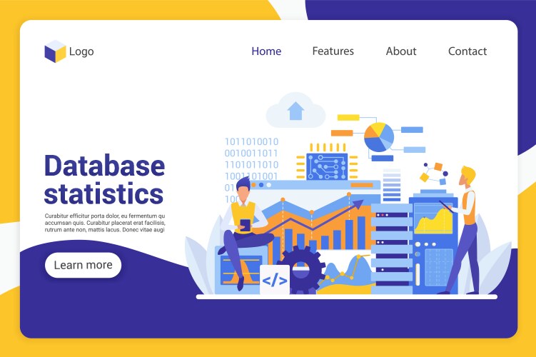 Database Analytics Landing Page vector image