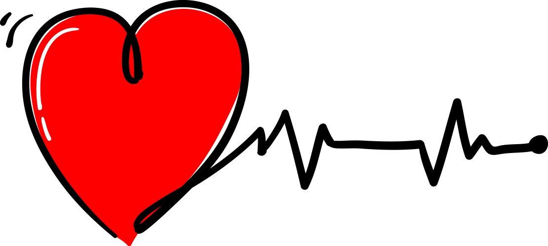 doodle heart beat with hand drawn style isolated vector image