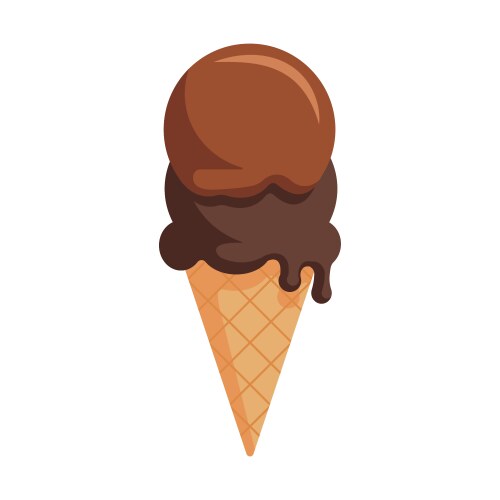 Chocolate ice cream waffle cone Vector Image