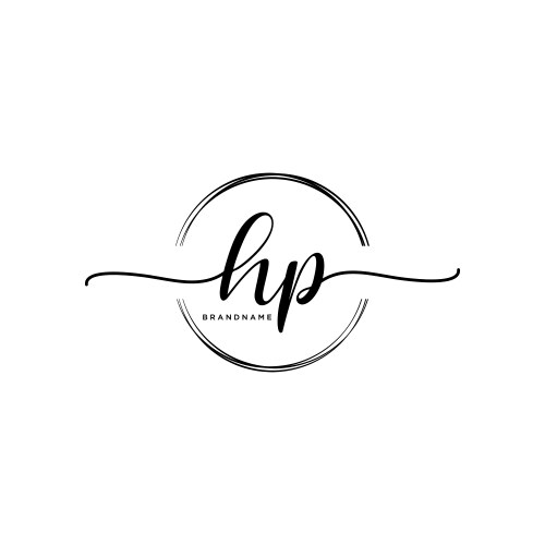HP Initial Logo - Elegant Handwriting Circle Vector Image
