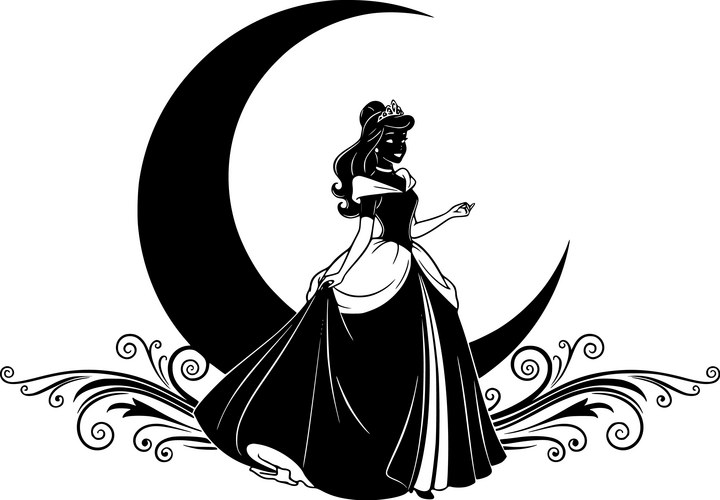 Victorian Woman with Crescent Moon Vector Image