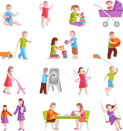 Diverse children set on white background Vector Image
