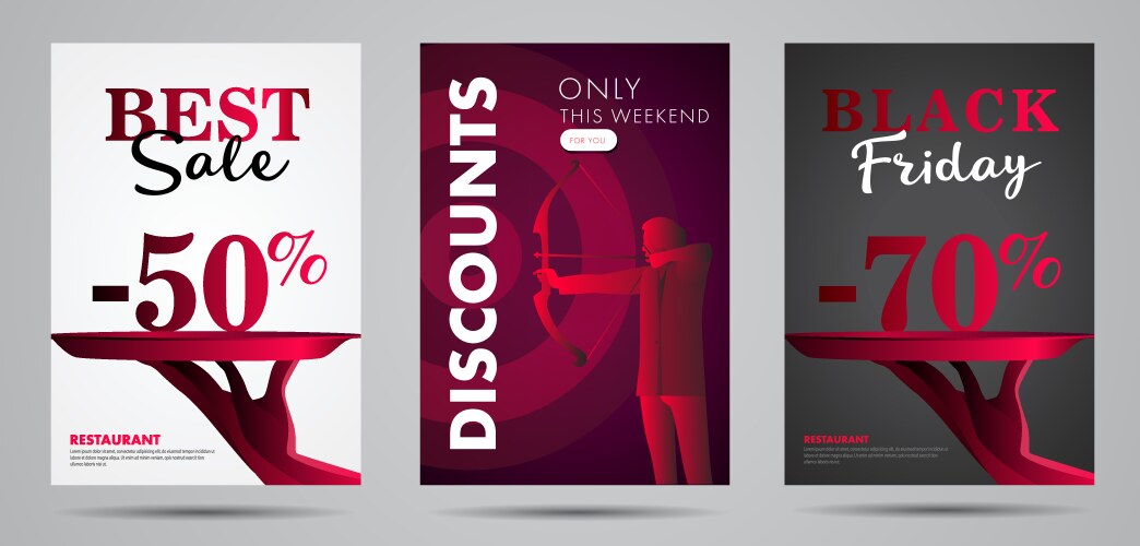 discounts posters with stylized hand offeres vector image