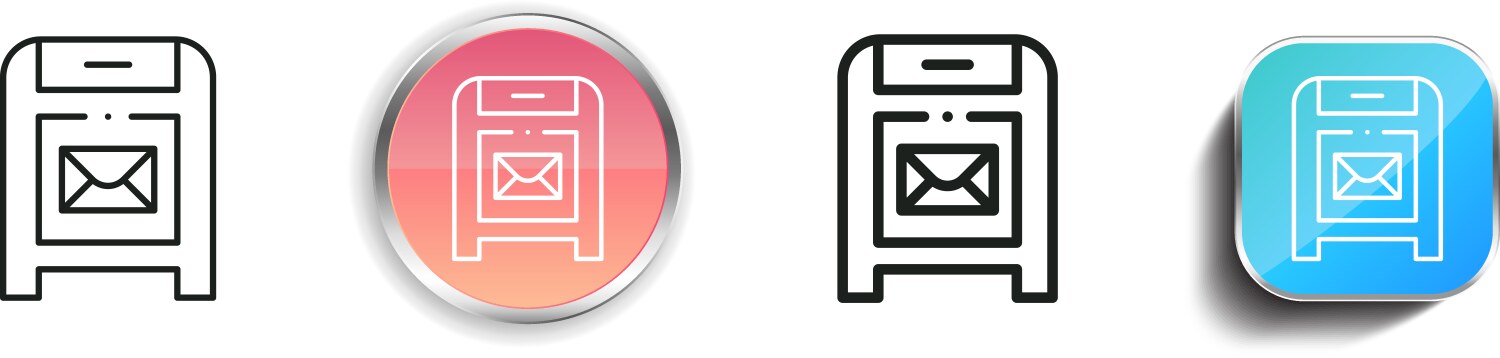 Mailbox icon thin linear regular and button style vector image