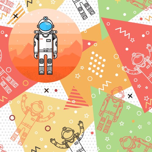 Space memphis seamless pattern vector image