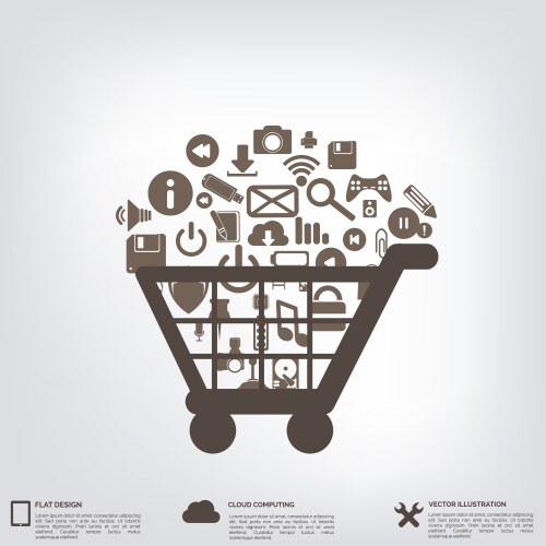 Flat abstract background with web icons interface vector image