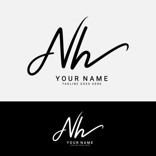 NH Initial Letter Signature Logo Vector Image