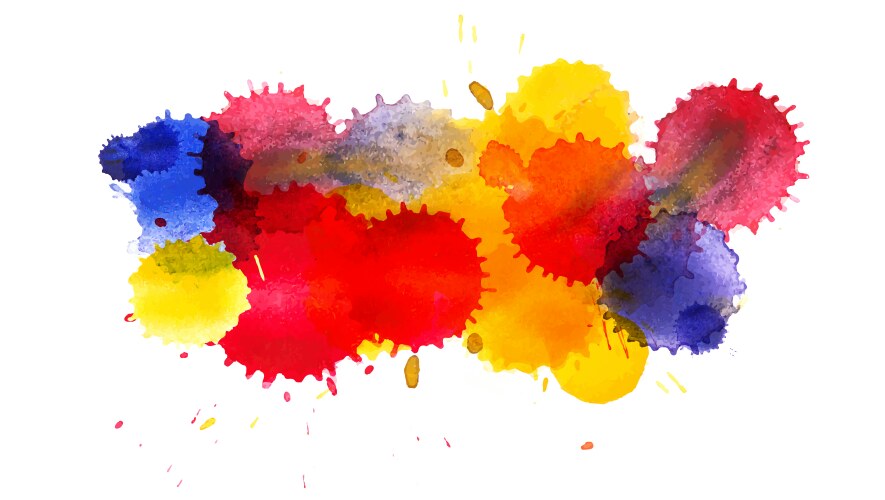 multi colored ink blots isolated on white vector image