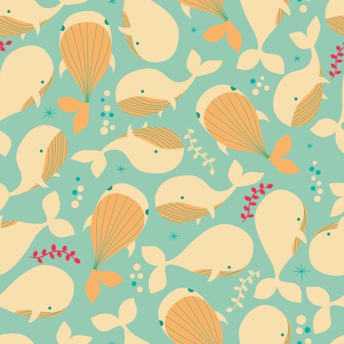 Seamless pattern with underwater ocean animals Vector Image