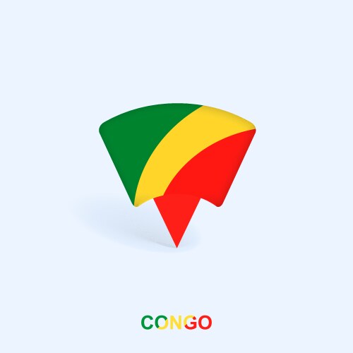 Congo flag map pointer design with shadow vector image