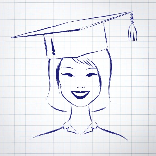 Student girl wearing graduation hat Vector Image
