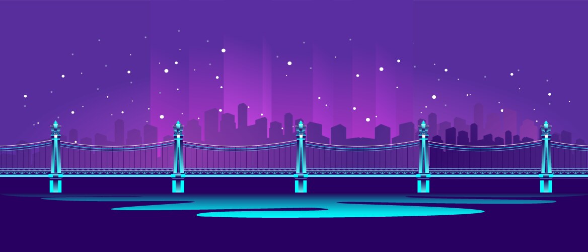 Neon city bridge Royalty Free Vector Image - VectorStock