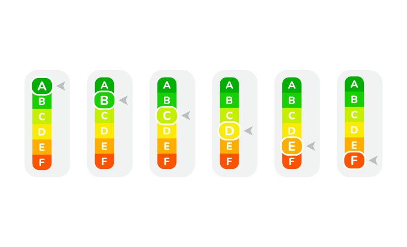 Energy class or rank label set vector image