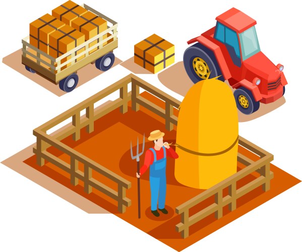 Outdoor food market isometric local farm grocery Vector Image
