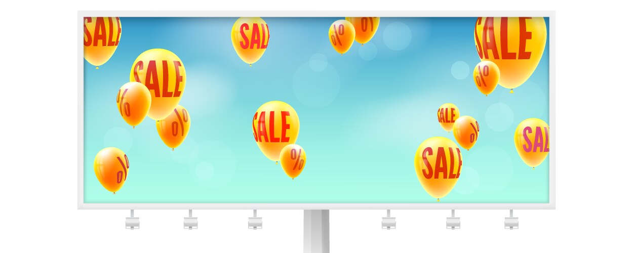 sale red text on yellow air balls billboard vector image