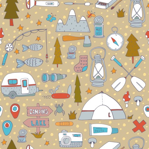Seamless pattern with adventure equipment Vector Image