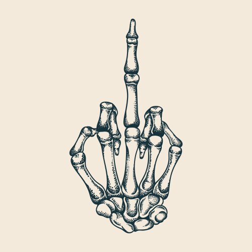 Skeleton Middle Finger Gesture Vector Image
