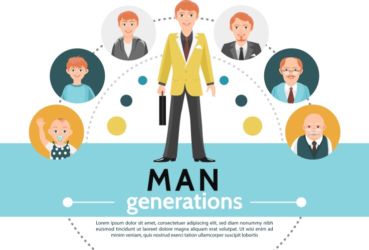 flat people generation round concept vector image