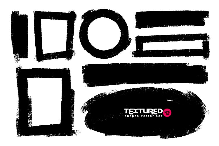 Set of paint brush stroke ink splatter vector image