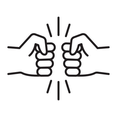 Fist Bump Line Icon - Friendship Gesture Vector Image