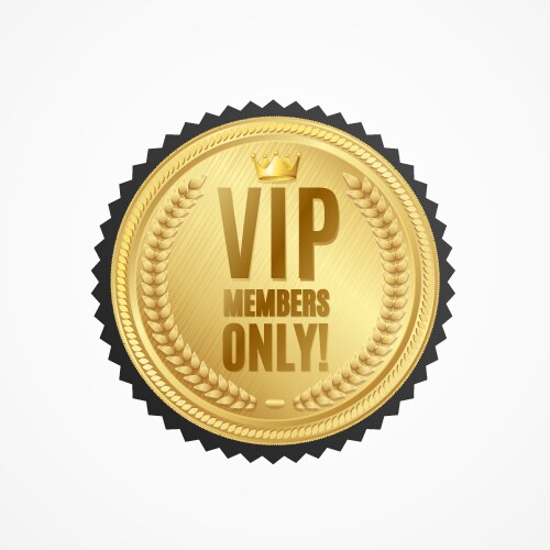 realistic 3d detailed vip members only golden vector image