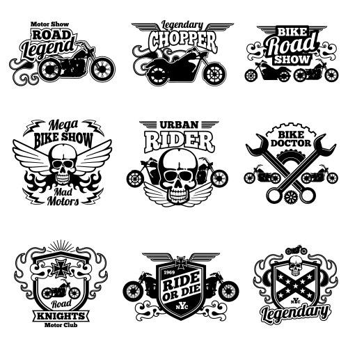 Vintage Motorcycle Patches - Club & Rider Vector Image