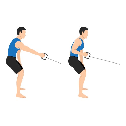 Man doing barbell upright row exercise flat Vector Image