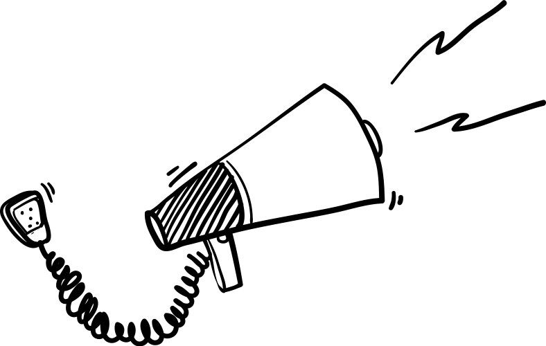 hand drawn megaphone with doodle cartoon style vector image