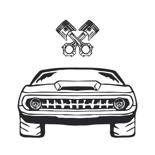 American muscle car with big engine on hood Vector Image