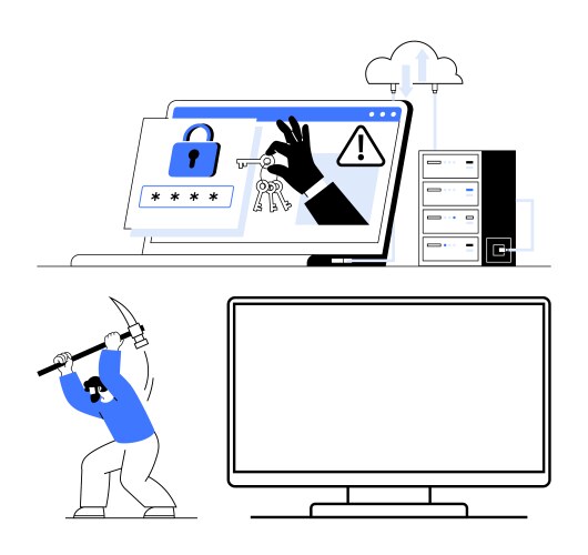 Cybersecurity breach hacker attacking server vektorbild