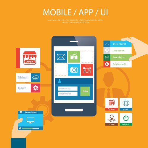 Mobile app and ui element flat design vektorbild