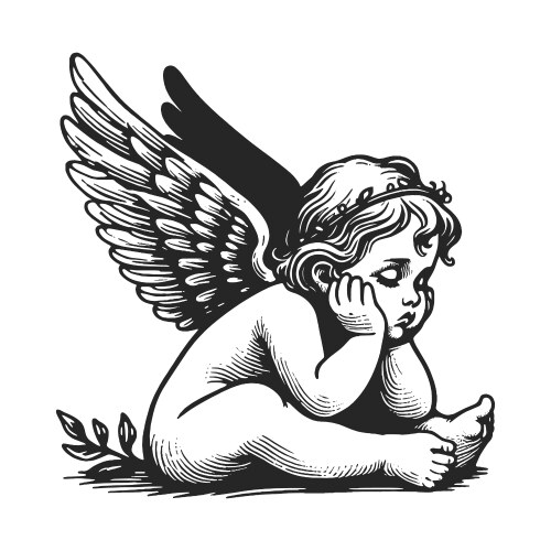 bored cupid angel baby sketch vector image