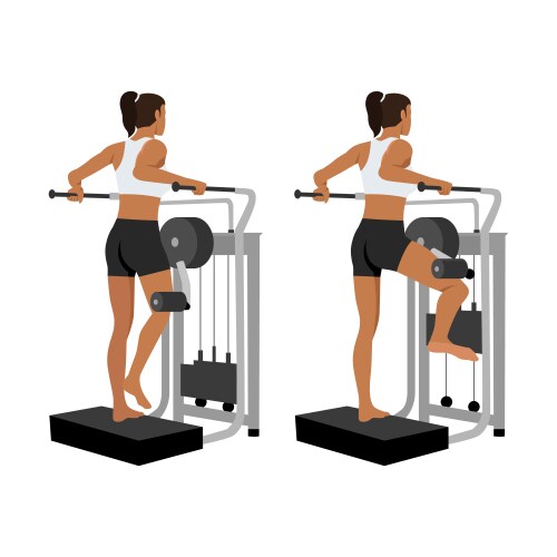 Man doing lever side hip abduction with machine vector image