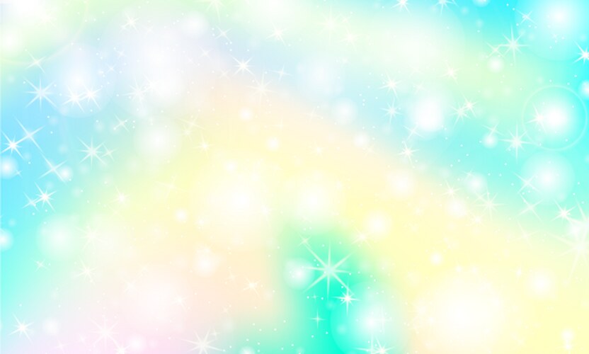 Unicorn rainbow background holographic sky Vector Image