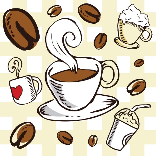 Lovely hand drawn coffee elements with nice Vector Image