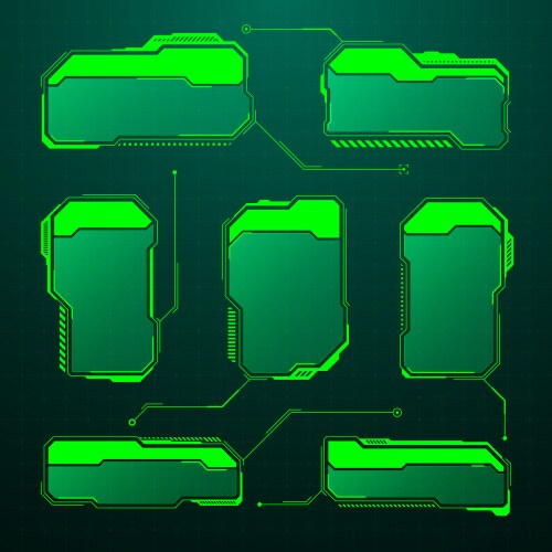 Green futuristic hud ui elements sci-fi user vector image