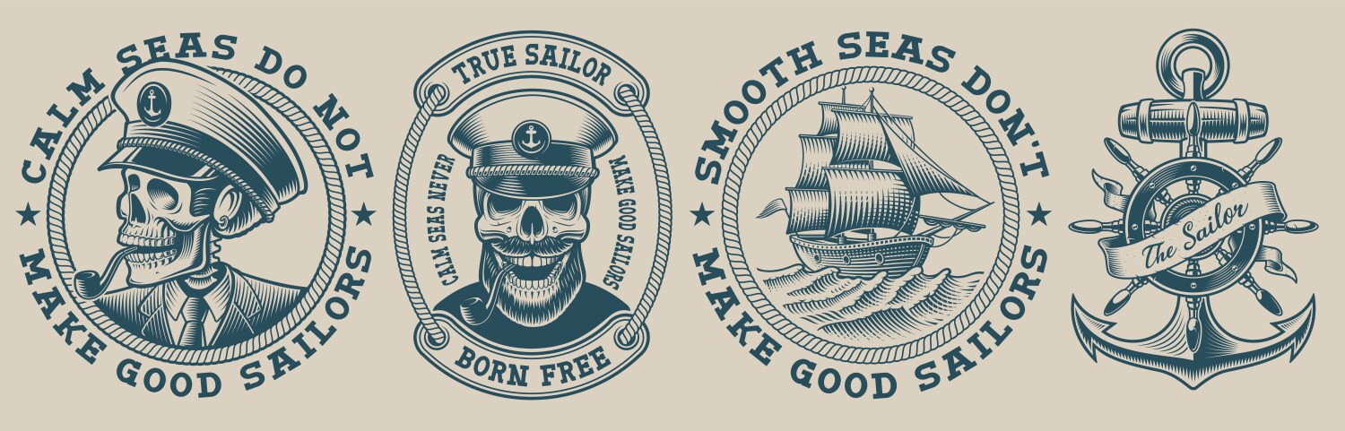 Marine Skull & Sailor Theme Vector Image