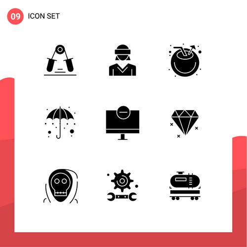 Modern set 9 solid glyphs pictograph Vector Image
