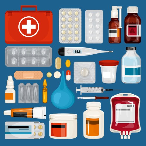 clinical medications aid set vector image